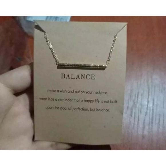 NEW Balance Bar Necklace‎ Gold Minimalist Pendant Delicate Chain Jewelry Gift - Picture 9 of 14